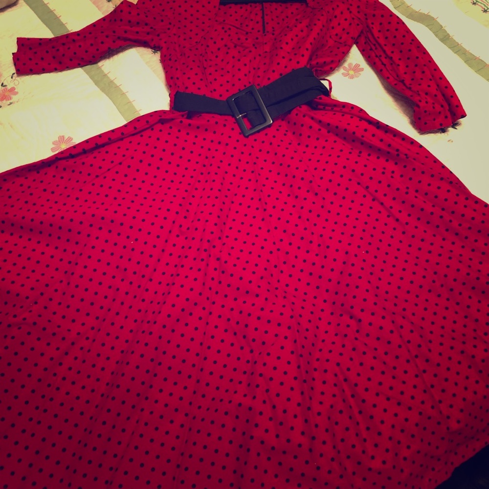 Hell bunny vixen red polka dot timeless dress XL